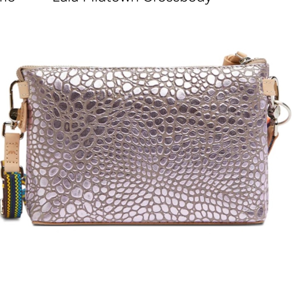 NWT-Consuela “Lulu Midtown Crossbody Bag Lavender Metallic Snakeskin - Picture 2 of 4